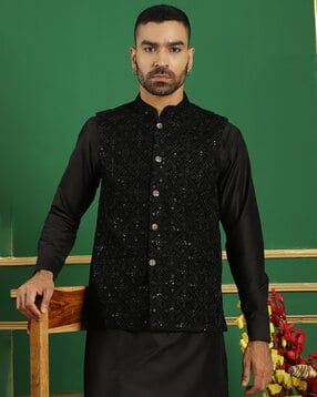jompers Men Embroidered Regular Fit Nehru jacket-picture-15