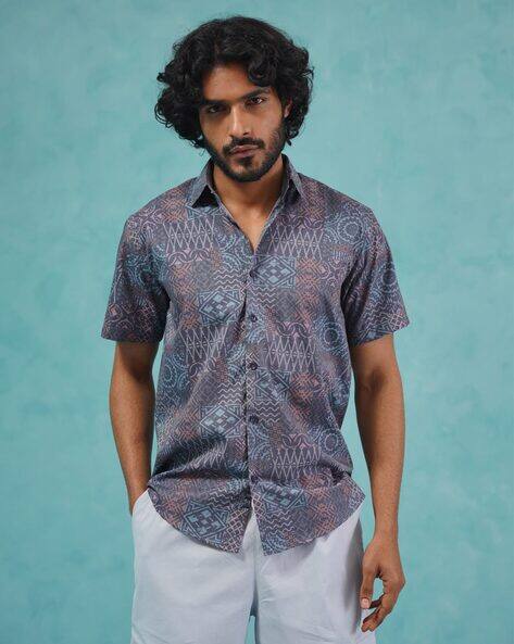 INDIAN NEEDLE Men Geometric Print Regular Fit Shirt