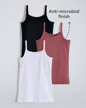 Girls Pack of 3 Camisoles with Stitched Hem