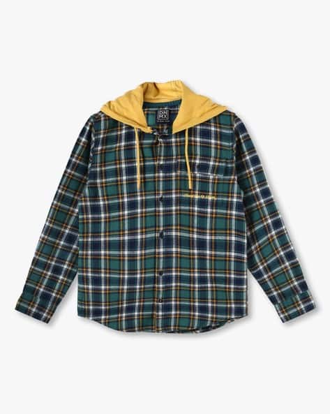 YB DNMX Boys WS30 Checked Slim Fit Hooded Shirt