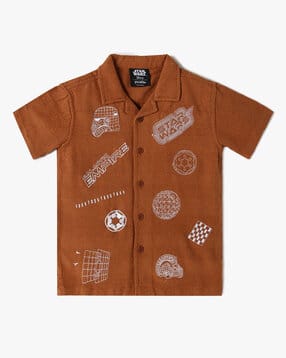 Boys Regular Fit Band Collar Shirt