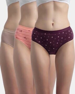 Pack of 3 Printed Mid-Rise Panties-image-33
