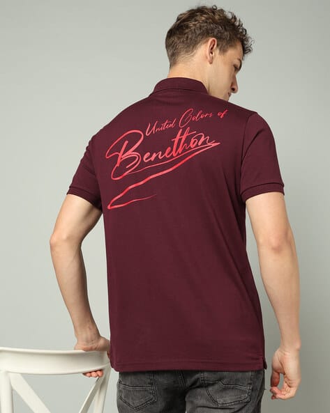 UNITED COLORS OF BENETTON Men Brand Print Relaxed Fit Polo T-Shirt