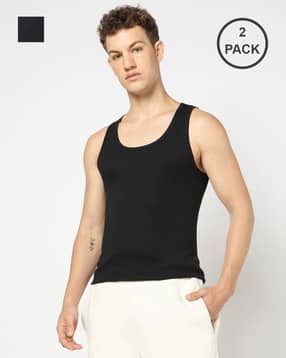 yousta Men Pack of 2 Sleeveless Cotton Vests-picture-25