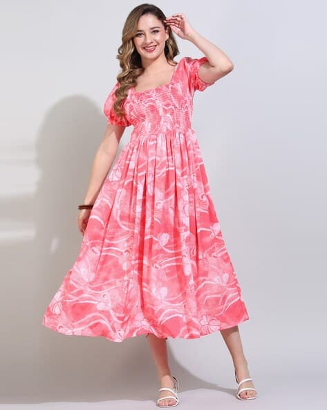 Revangi Women Floral Print A-Line Dress