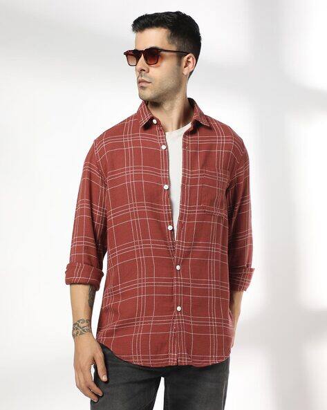 JOHN PLAYERS JEANS Men Slim Fit Checked Casual Shirt