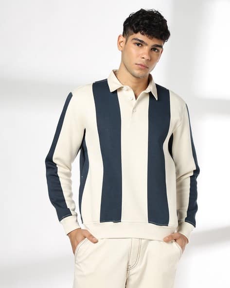 JOHN PLAYERS JEANS Men Striped Regular Fit Sweatshirt
