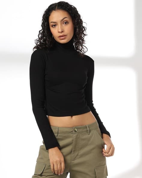 Buy RIO BASIC Women Ribbed Relaxed Fit Mock Online | Ajio.com