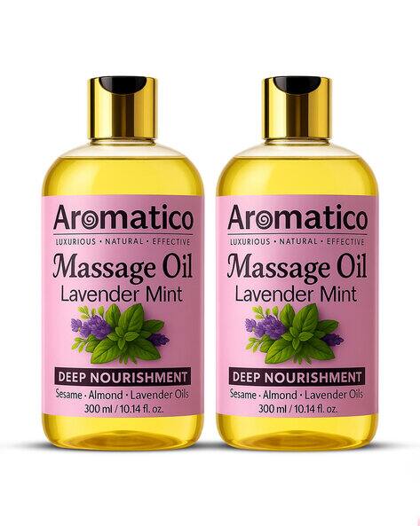 Aromatico Women Set of 2 Lavender Mint Massage Oil for Natural Skin Moisturizer