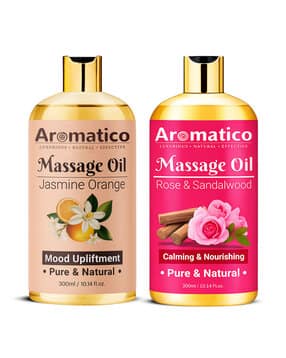 aromatico Set of 2 Rose Sandalwood & Jasmine Orange Massage Oil for Natural Skin Moisturizer-picture-16