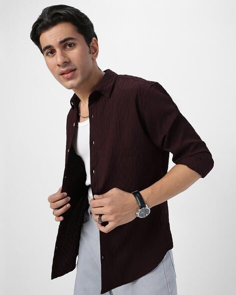 URBANO FASHION Men Self-design Spread Collar Shirt