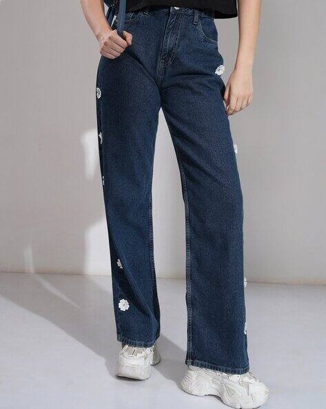 Tokyo Talkies Women Dad Fit Jeans with Fly-Button Closure