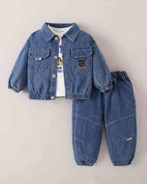 Boys Denim Jacket with T-Shirt & Jeans Set-image-49
