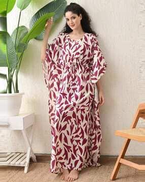 ichaa Women Leaf Print Kaftan-picture-37
