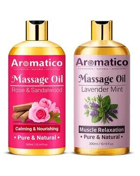 Set of 2 Rose Sandalwood & Lavender Mint Massage Oil for Natural Skin Moisturizer