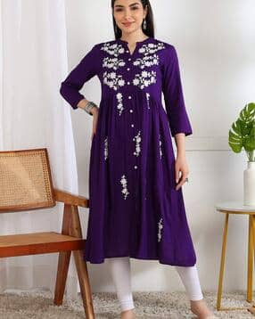 indie picks Embroidery Flared Kurta-picture-23