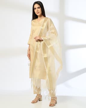 avaasa mix n' match Check Woven Jacquard Chanderi Dupatta-picture-13