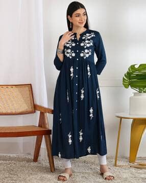 indie picks Embroidery Flared Kurta-picture-43