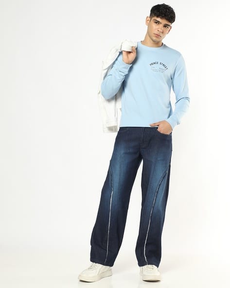 Buda Jeans Co Men Mid-Wash Panalled Baggy Jeans Offers & Cashback