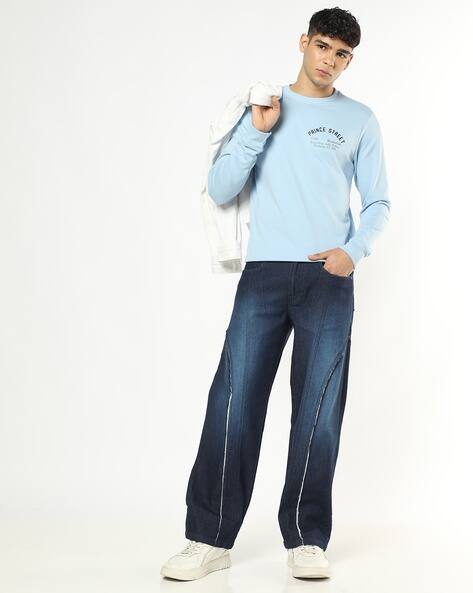 Buda Jeans Co Men Mid-Wash Panalled Baggy Jeans