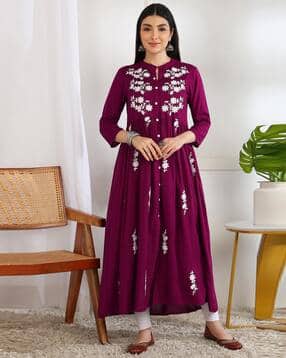 indie picks Embroidery Flared Kurta-picture-11