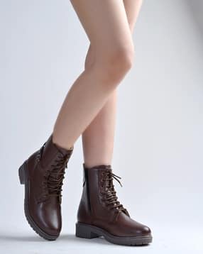 Women Ankle-Length Boots with Lace Fastening -image-6