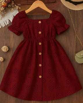 Girls Square-Neck Fit and Flare Dress