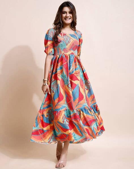 Flare Dress Ajio Women's Clothing Buy Ptvize Women Fit And Flare Dress  Online