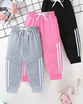 trampoline Girls Pack Of 3 Mid-Rise Striped Track Pants-picture-51