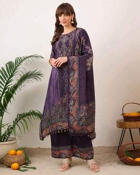 Women Embroidered A-Line Kurta Suit Set-image-46