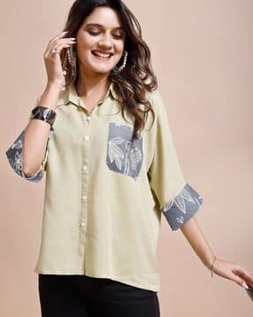 youthnic Women Printed Oversized Fit Spread-Collar Shirt-picture-10