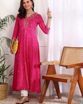 indie picks Embroidery Flared Kurta-picture-31