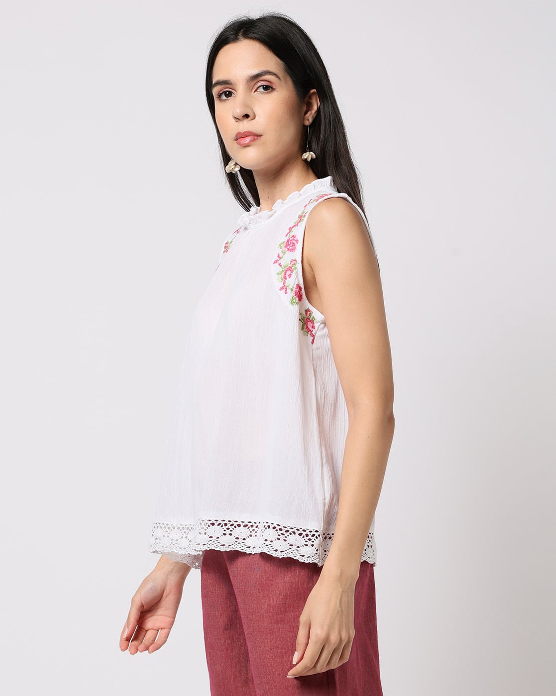 Buy YOUSTA Women Embroidered Sleeveless Top Online | Ajio.com