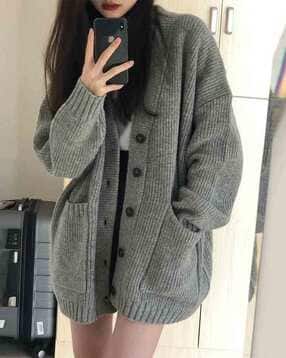 outzidr global Women Ribbed V-Neck Cardigan-picture-11
