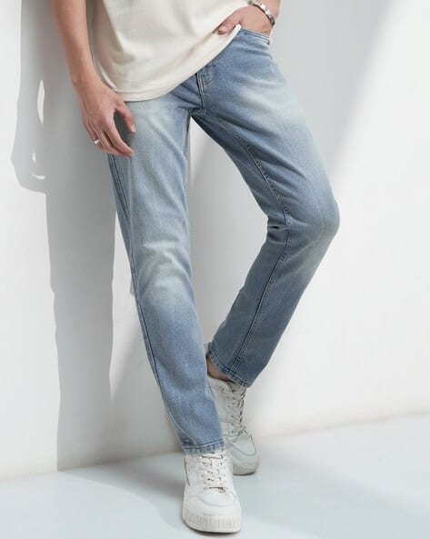 Highlander Men Heavily Washed Slim Tapered Jeans