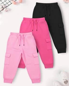Girls Pack of 3 Mid-Rise Trackpants-image-36