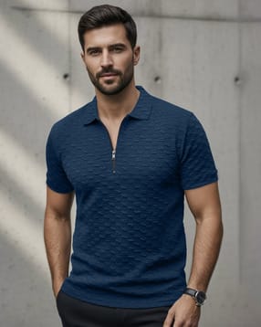 Men Patterned Relaxed Fit Polo T-Shirt