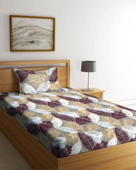 Arrabi Leaf Print Single Bedsheet with Pillow Cover