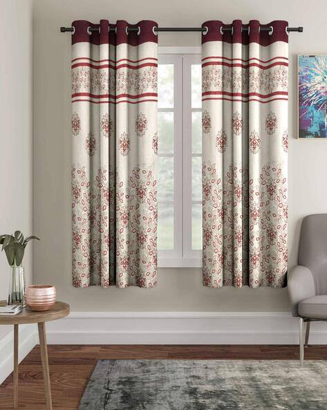 Arrabi Set of 2 Leaf Print Window Curtains