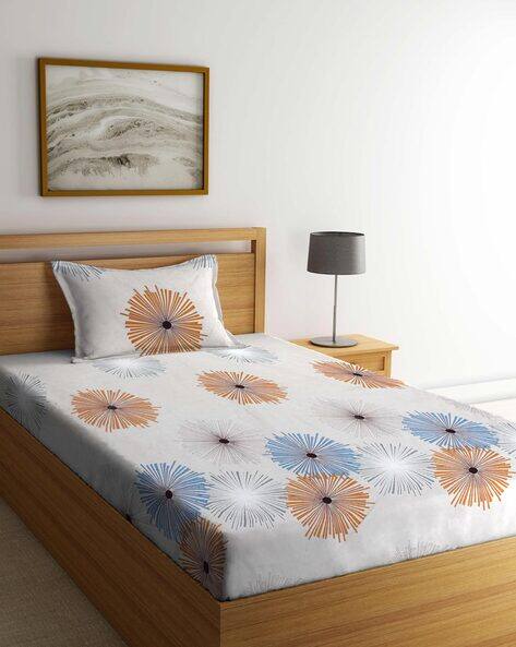 Arrabi 250 TC Graphic Print Single Bedsheet with 1 Pillow Cover