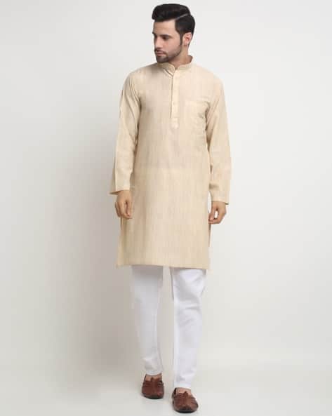 Arrabi Men Regular Fit Mandarin-Neck Kurta & Pyjamas Set