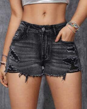 avanova Women Mid-Rise Washed Denim Shorts-picture-52