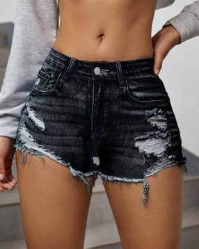 avanova Women Mid-Rise Washed Denim Shorts-picture-48