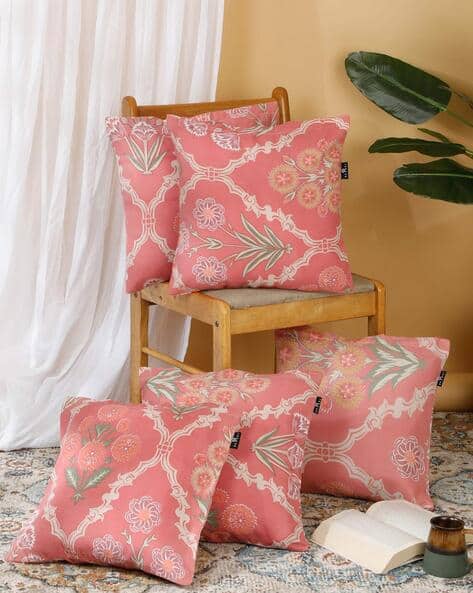 Arrabi Pack of 5 Square Floral Print Cushion Covers
