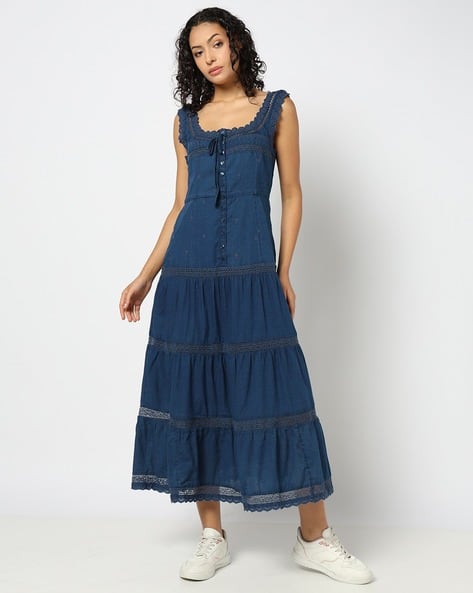 chinese dress ladies NWT GAP Women Blue Heather Rayon Jersey High Neck Panel Maxi Dress size  XS-XL