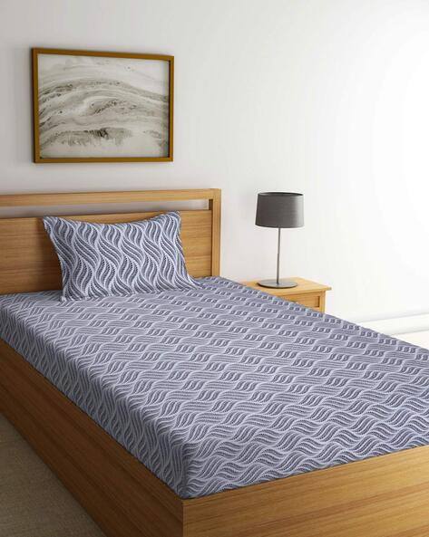 Arrabi Geometric Print TC Cotton Single Size Bedsheet with Pillow Cover