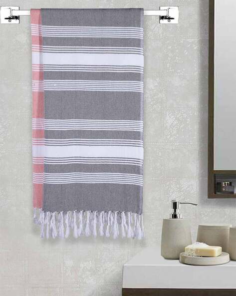 Arrabi Set of 2 Striped Handwoven Bath Towels