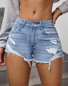 avanova Women Mid-Rise Washed Denim Shorts-picture-21