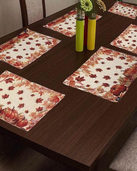 Arrabi Set of 6 Leaf Print Table Mats