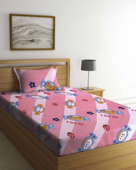 Arrabi Printed Single Size Bedsheet with 1 Pillow Cover